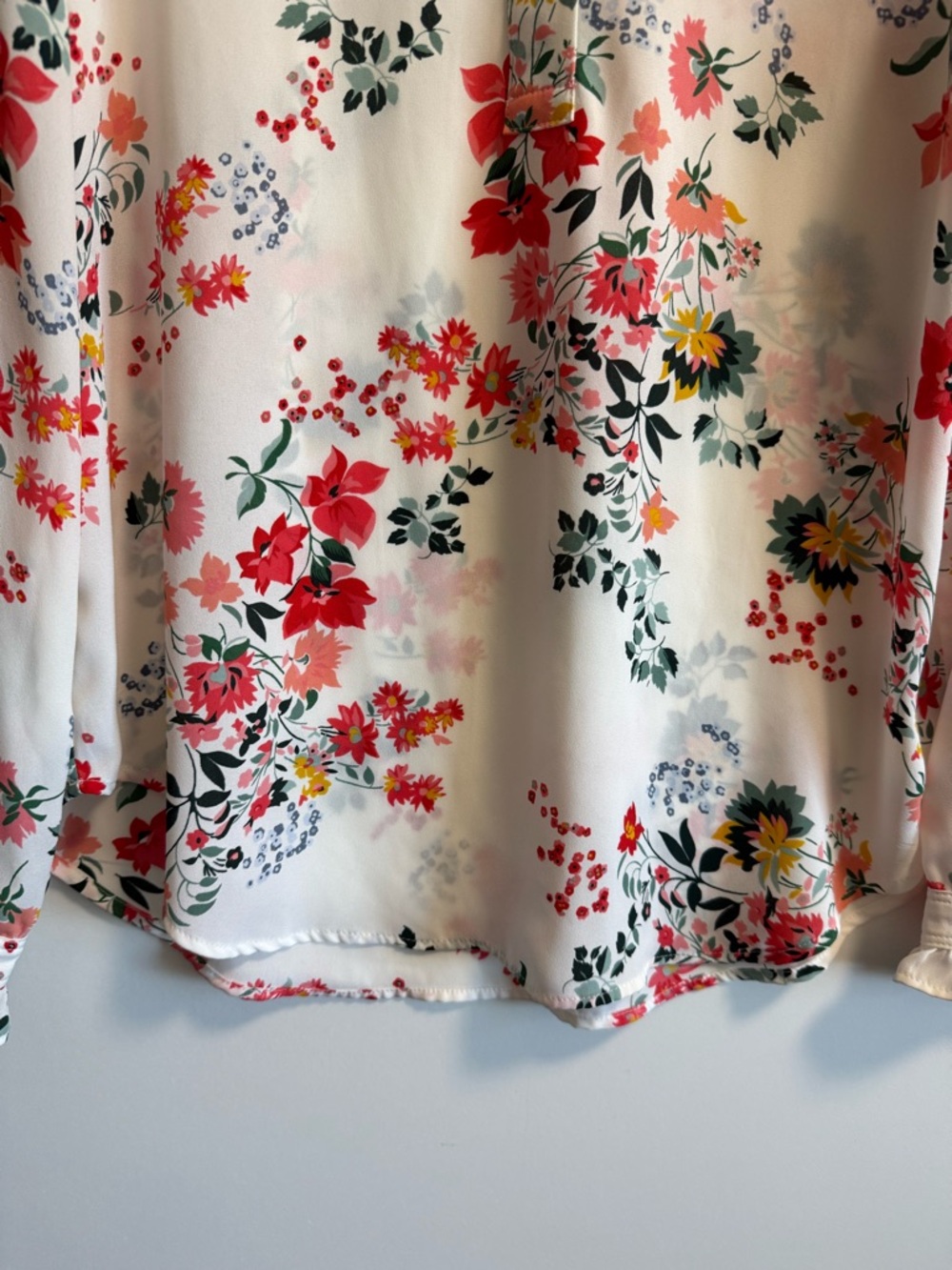 Loft White Floral Popover Blouse Top Ruffle Trim Spring Women’s SP Small Petite - Picture 3 of 7